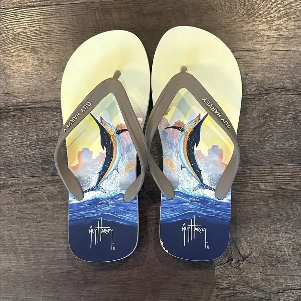 Guy Harvey Men's 9 Neutral‎ Marlin Flip Flop Sandals